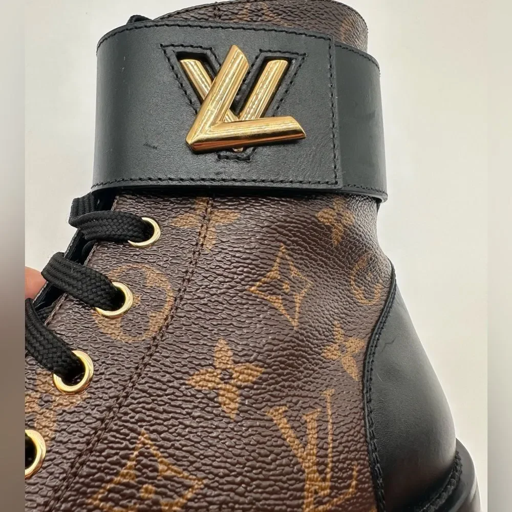 Louis Vuitton Wonderland Ranger Combat Boot Brown LV Monogram EU 37.5 US 7.5